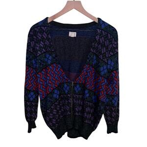 URBAN RENEWAL zip up cardigan vintage reworked sweater L